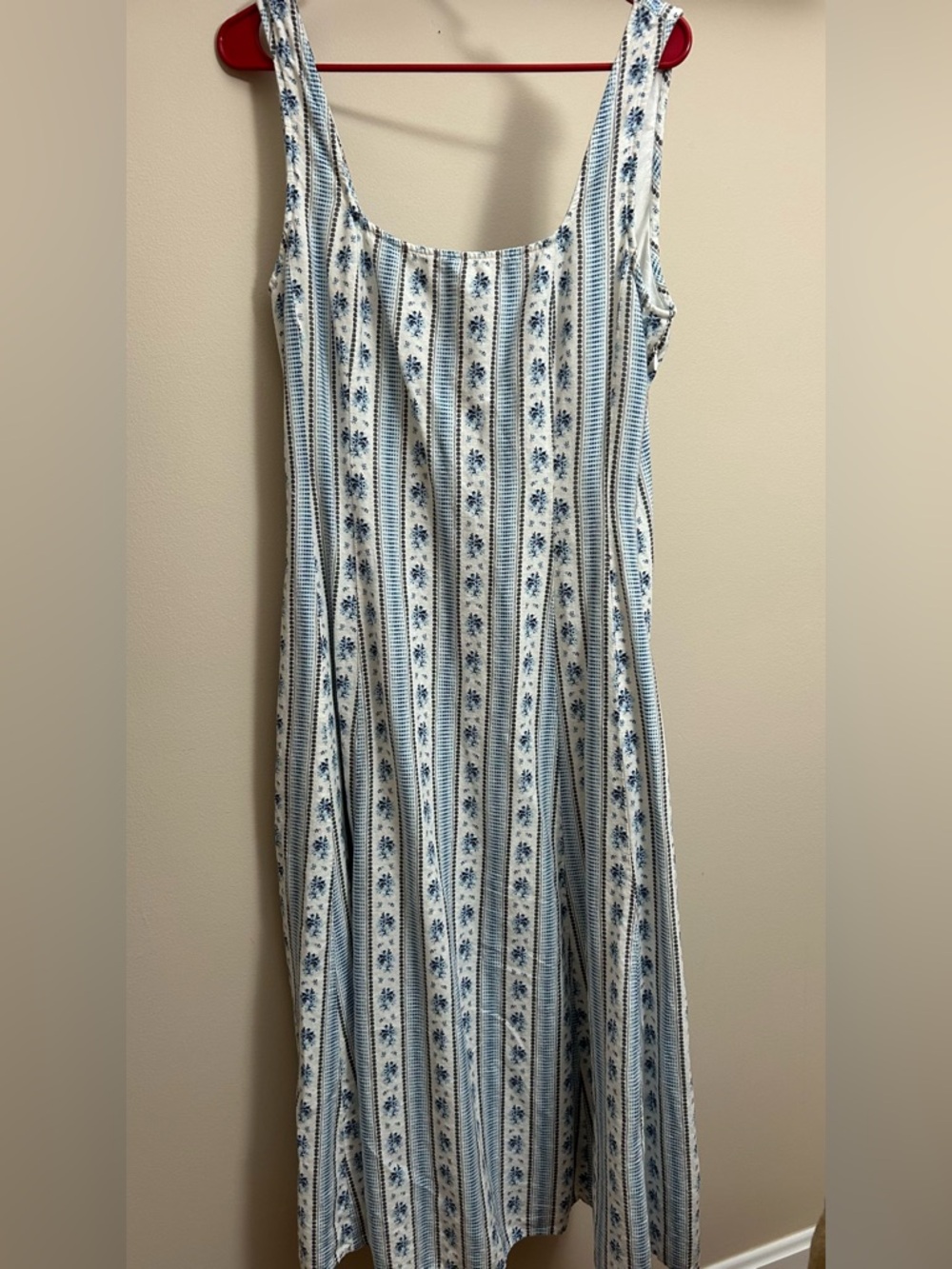 Laura Ashley Maxi Blue & White Floral Stripe Summer Maxi Dress